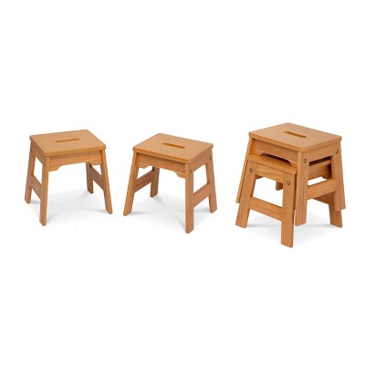 Melissa & Doug Wooden Stools - Set of 4 - Natural