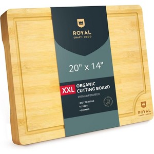 Bamboo Wood Cutting Board Chopping & Serving Board 18" x 12" XL Large - Royal Craft Wood - 1 of 4