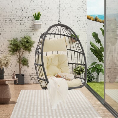 Skran Outdoor Garden Rattan Egg Swing Chair Hanging Chair