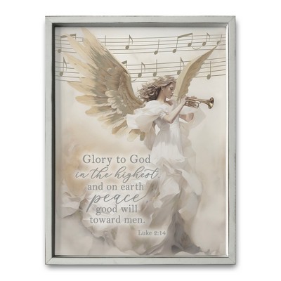 Creative Products Trumpet Angel 18 x 24 White Framed Print