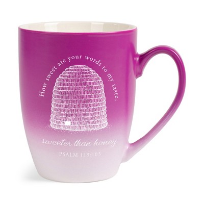 Elanze Designs How Sweet Are Your Words To My Taste Sweeter Than Honey Two Toned Ombre Matte Pink and White 12 ounce Ceramic Stoneware Coffee Cup Mug