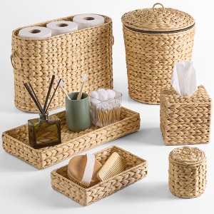 Best Choice Products 6-Pc Water Hyacinth Bathroom Storage Set, Includes Trays, Trash Bin, Toilet Paper Storage, Tissue Box Cover, Garbage Can - 1 of 4