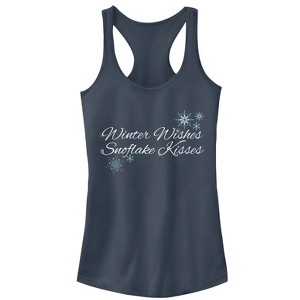 Juniors Womens CHIN UP Winter Wishes & Snowflake Kisses Racerback Tank Top - 1 of 3