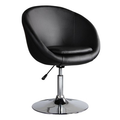 Set of 2 Black Faux Leather Swivel Chairs with Chrome Base