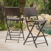 DSVIMOY Counter and Bar Stool Set of 2 Outdoor Wicker Foldable Design for Patio or Garden Use, Brown, 48.25"*20.5"*9" - 2 of 4