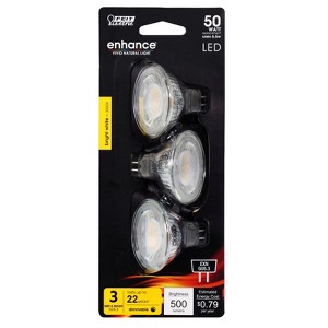 Feit - Enhance - LED Bulb - MR16 - GU5.3 - 50 Watt Equivalence - Bright White - 3 Pack - 1 of 1