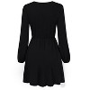 Coolmee Women's Dresses Wrap V-Neck Casual Ruffle Long Sleeve A-Line Mini Dress - 2 of 4