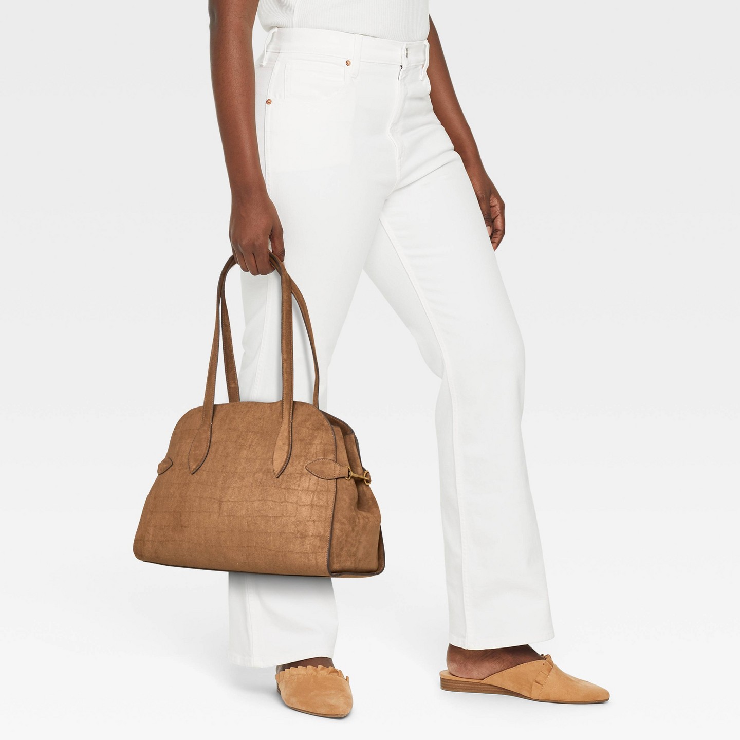 Сумка A New Day Faux Suede Commuter Satchel, цвет: Светлый коричневый — фото 2