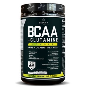 Sascha Fitness BCAA 4:1:1 with Glutamine, HMB, L-Carnitine, HICA| Natural  Lemon Lime Flavor 12.8 oz