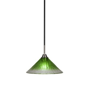 Toltec Lighting Paramount 1 - Light Pendant in  Matte Black/Brushed Nickel with 12" Kiwi Green Crystal Shade - 1 of 1