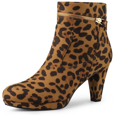 Allegra K Women's Slip-on Zip Round Toe Heel Ankle Boots