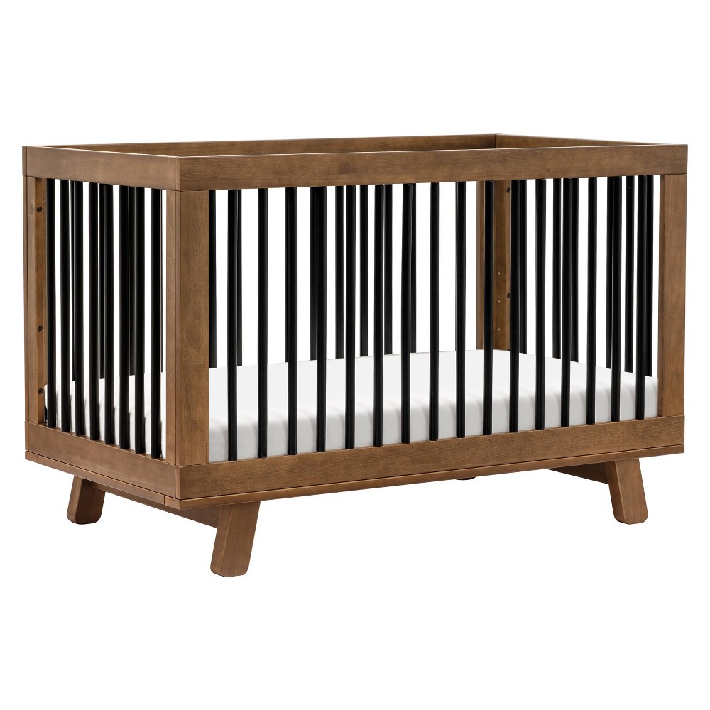 Babyletto Hudson 3-in-1 Convertible Crib with Toddler Rail - Natural Walnut/Black -  88474832