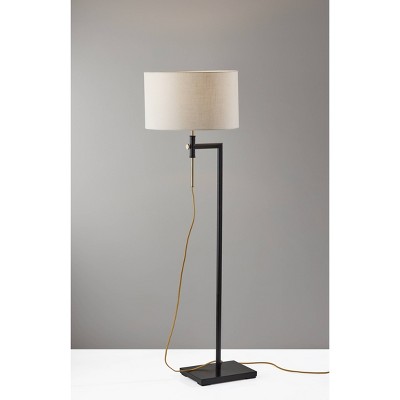 Adjustable Bronze Floor Lamp with Cream Cotton Shade