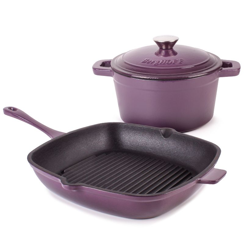 BergHOFF Neo 3Pc Cast Iron Cookware Set, 3Qt Covered Dutch Oven & 11" Grill Pan, 1 of 7