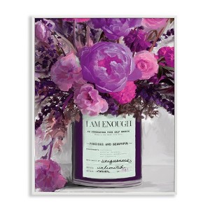 Stupell Industries I Am Enough Inspirational Phrase Purple Pink Flowers, 30" x 24" - 1 of 4