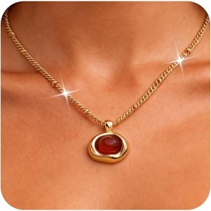 Statement Gemstone Necklace Gold Plated Chunky Dangle Wedding Jewelry Amber - 1 of 4