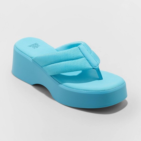 Women's Angela Platform Sandals - Wild Fable™ Turquoise Blue 5 : Target