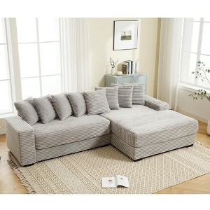 NicBex Couches for Living Room 2-Piece L-Shaped Sofa Corduroy Upholstered Sofa Left Chaise Daybed with Armrests and 8 Throw Pillows - 1 of 4