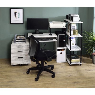 Vynxaria Writing Desks Antique White Black Computer Desk Vintage Farmhouse for Home Offices Compact and Portable
