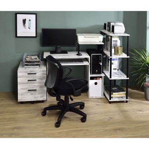 Vynxaria Writing Desks Antique White Black Computer Desk Vintage Farmhouse for Home Offices Compact and Portable - 1 of 4