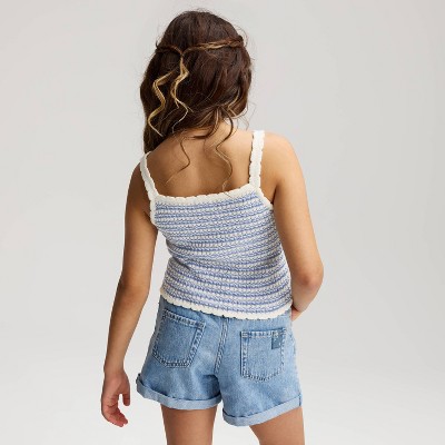 Girls' Striped Pullover Sweater Tank Top - Cat & Jack™ Blue XS : Target
