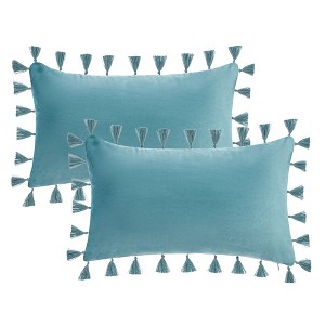 REGALWOVEN Velvet Soft Solid Covers Bohemian with Tassels Decorative Throw Pillow 2 Pcs - 1 of 4