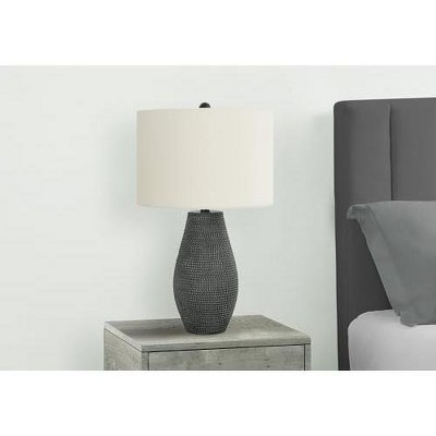 Contemporary Black Resin Table Lamp with Ivory Fabric Shade