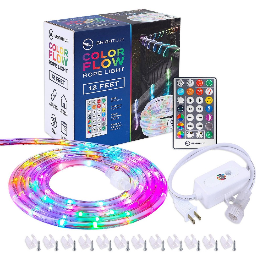 Photos - Floodlight / Street Light BrightLux 12ft LED Color Flow Rope Lights: Outdoor/Indoor, Music Sync, 500