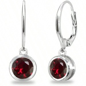 Women's Birthstone Earrings, Set Dangle Earrings, Synthetic Gemstones, Sterling Silver or Gold Flash Silver Leverbacks - 1 of 4