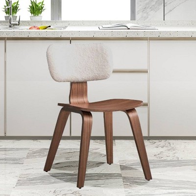 Casson White Velvet and Walnut Upholstered Side Chair