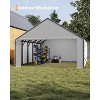 Heavy Duty Metal Carport, Front And Back Door Panels with Zippers Tarp, Patio Outdoor Workshop - 3 of 4