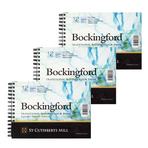 St Cuthberts Bockingford Watercolor Pad, Cold Pressed, Spiral Binding, 140lb/300gsm, 12 Sheet, 5x7 inch, Pack of 3 - 1 of 4