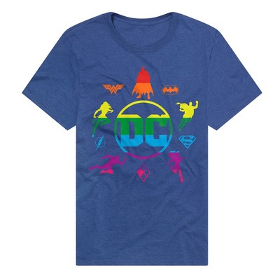 Men's DC Comics Pride Rainbow Silhouettes Harley Quinn Batman T-Shirt Royal Large