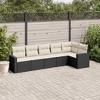 vidaXL 6 Piece Patio Sofa Set with Cushions Black and Cream Poly Rattan - Without Table - 2 of 4