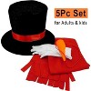 4E's Novelty 5 Piece Set Snowman Costume Kit - Top Hat, Shawl, Gloves, Carrot Nose - Fun Snowman Costume Adult & Kids Set for Christmas Holiday Fun - image 2 of 4