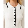 INSPIRE CHIC Women's Midi Knitted Ribbed Ruffled A-Line Sweater Polo Dresses - 4 of 4