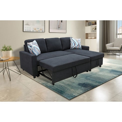 Dometour Black Flannelette 2 piece Couch Living Room Sofabed Target