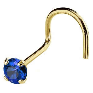 Jewelry Avalanche 22G 14K Gold Nose Screw Nose Stud with Blue Sapphire Gemstone - 1 of 2