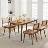 Natural Rattan Dining Chairs, PU Upholstered Kitchen Chairs with Tall Cane Backrest & Strong Wood Legs for Dining Room, Kitchen, Restaurant - 3 of 4