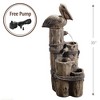 Teamson Home Outdoor Tiered Pelican and Wooden Post Waterfall Fountain, Brown - 3 of 4