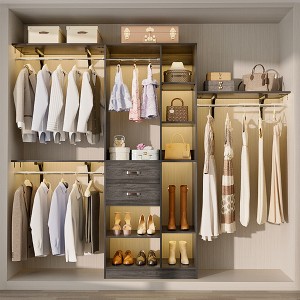 Aheaplus 96'' W Closet Organizer with 13 Shelves, DIY Closet System with Drawers and Hanging Rods - 1 of 4
