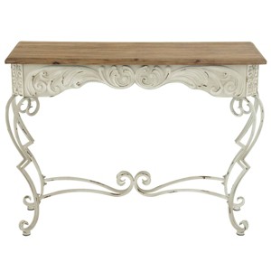 Farmhouse Vintage Inspired Console Table White - Olivia & May: Sturdy, Indoor, Rectangular Entrance Table - 1 of 4