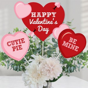 Big Dot of Happiness Conversation Hearts - Valentine's Day Party Centerpiece Sticks - Table Toppers - Set of 15 - 1 of 4