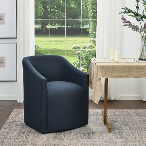 KINWELL 25" Performance Fabric Upholstered Rolling Dining Armchair - 1 of 4