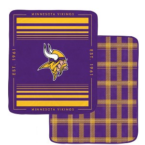 NFL Minnesota Vikings Basic Block Double-Sided Flannel Fleece Blanket - 1 of 3