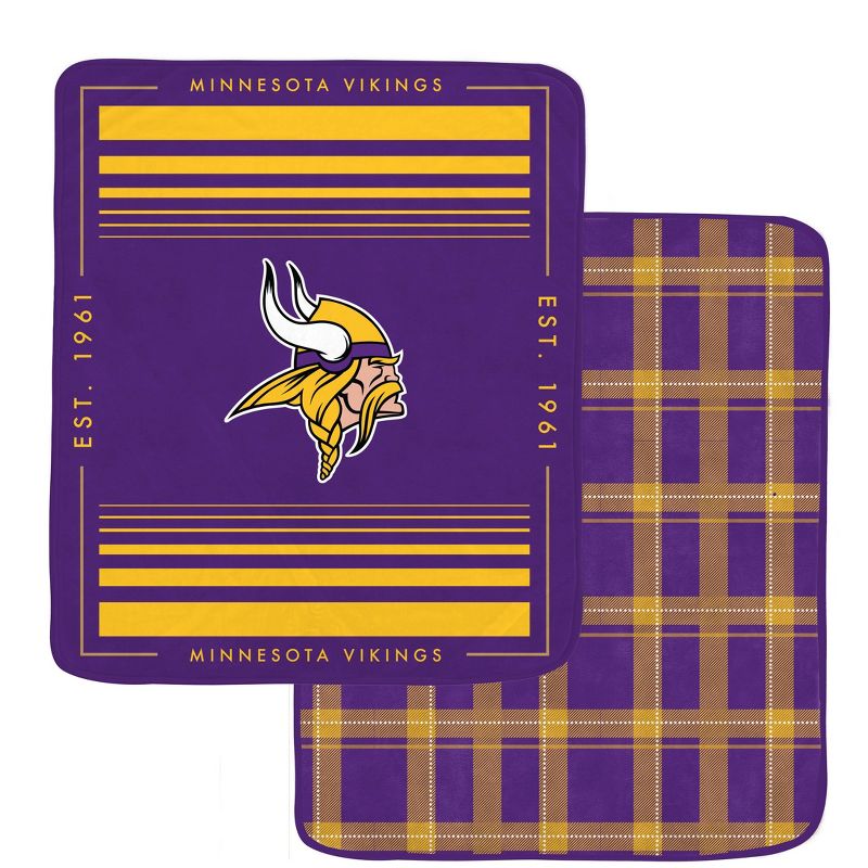 NFL Minnesota Vikings Basic Block Double-Sided Flannel Fleece Blanket, 1 of 4
