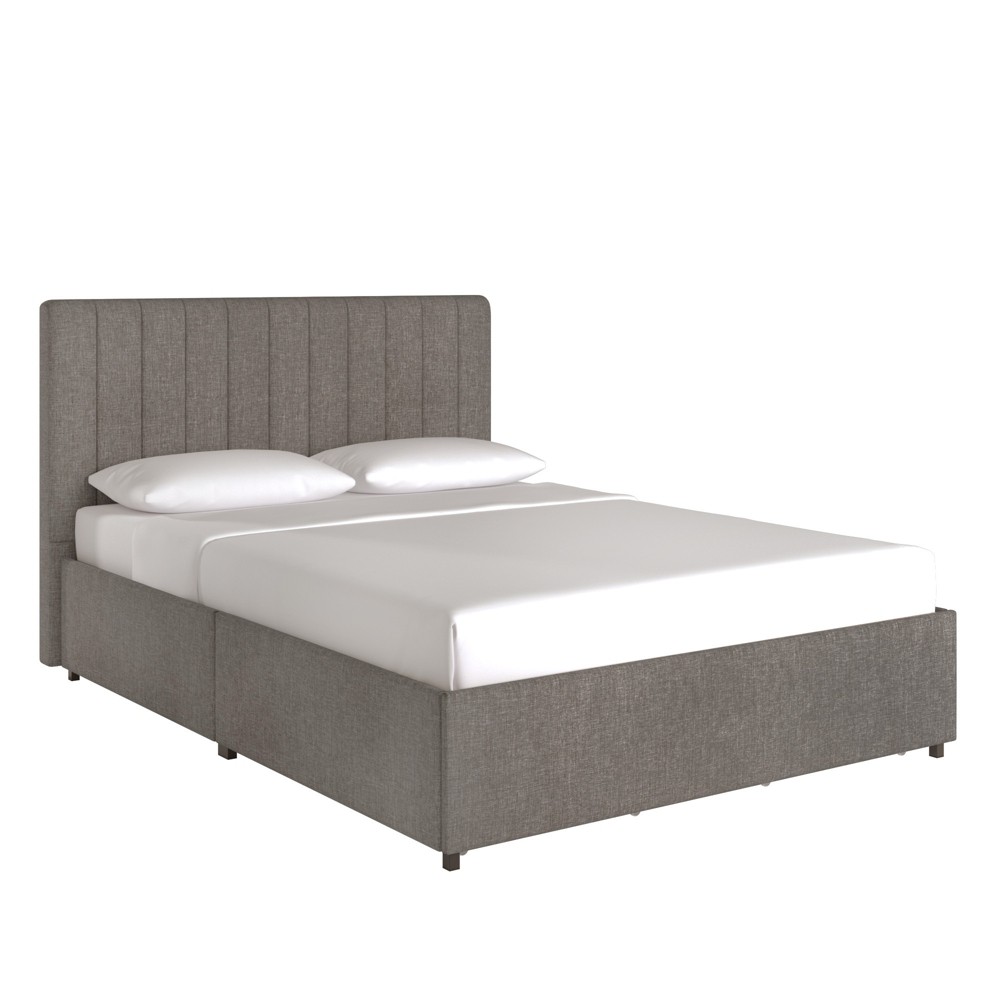 Photos - Bed Inspire Q Full Caiden Channel Headboard  Gray Linen