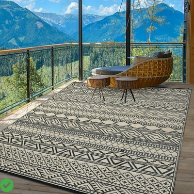 Outdoor Rug 9x18 Waterproof Area Rug Reversible Plastic Straw Rug for Patio Decor Foldable Outdoor Mat