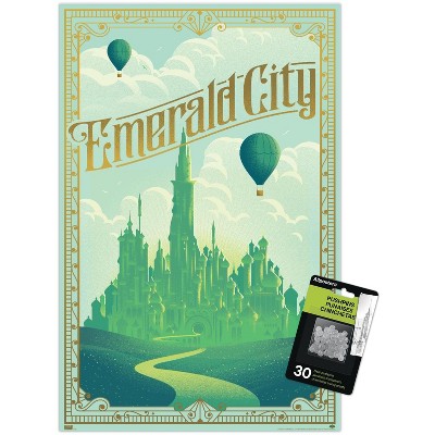 Trends International Wicked - Emerald City Unframed Wall Poster Print Clear Push Pins Bundle 14.725" x 22.375"