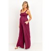 Hello Miz Women's Sleeveless Smocked Neck Maternity Jumpsuit Romper - 2 of 3
